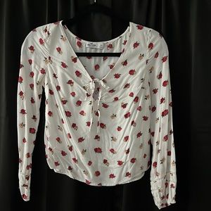 White with flower print top